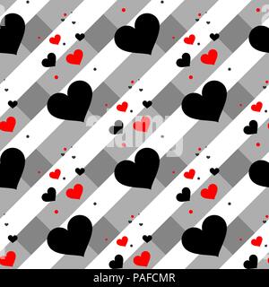 Seamless pattern of red hearts on a black background, minimalist print for  fabric or wrapping 13798007 Vector Art at Vecteezy