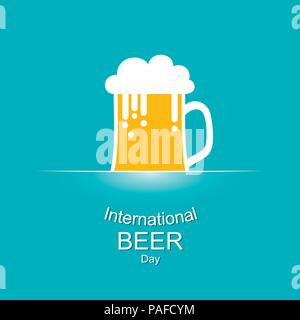 International Beer Day in August with beer mugs conceptual illustration vector Stock Vector