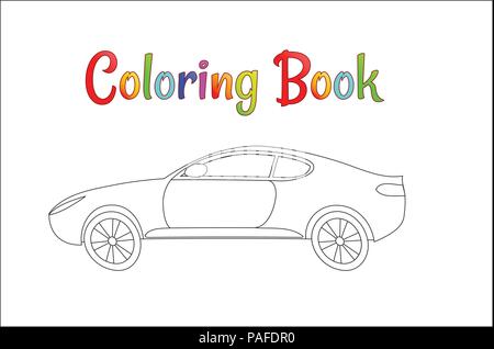 Comic racing car background vector illustration coloring page for kids. Auto traffic and speed. Automobile racing car. Stock Vector