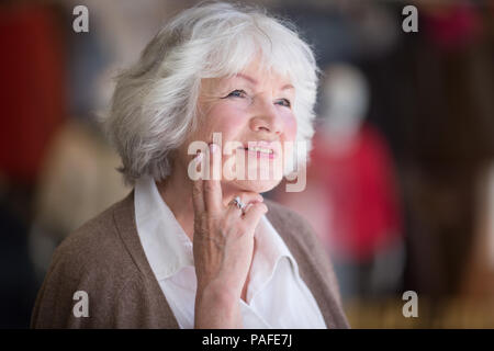 Portrait of nice smilig thoughtful senior woman close up Stock Photo