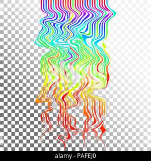 Glitch waves background art. Digital abstract pixel curvy lines noise effect. Stock Vector