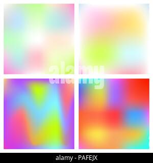 Holographic blurred vector background. Iridescent foil rainbow art. Stock Vector
