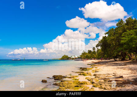 Sand beach in Bayahibe, La Altagracia, Dominican Republic. Copy space for text Stock Photo