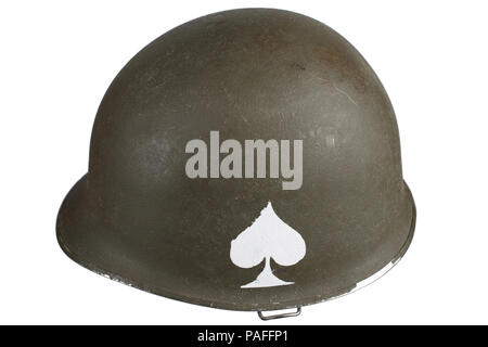 ww2 us army helmet with ace of spades emblem isolated Stock Photo - Alamy