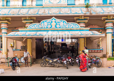 PUTTAPARTHI, ANDHRA PRADESH, INDIA - JULY 9, 2017: View of the police station building. Copy space for text Stock Photo