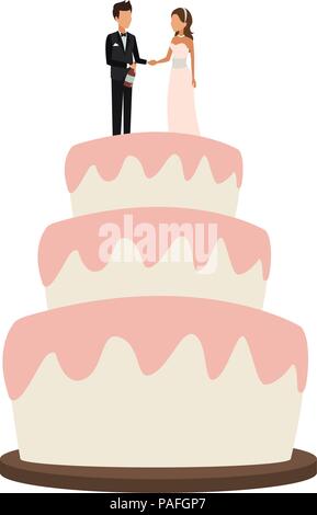 Wedding cake on table cartoon vector illustration graphic design Stock Vector