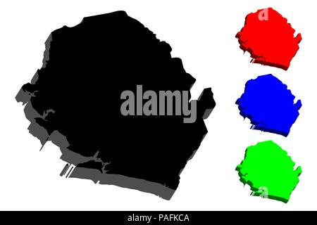 3D map of Sierra Leone (Republic of Sierra Leone) -  black, red, blue and green - vector illustration Stock Vector