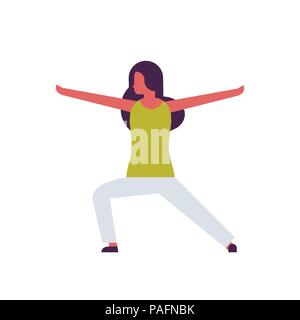 woman doing yoga exercises female cartoon character fitness activities isolated diversity poses healthy lifestyle concept full length flat Stock Vector