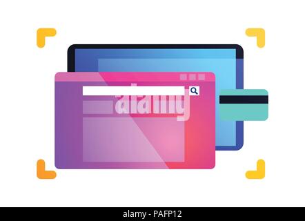 mobile app search bar network application interface credit card online banking concept for design work and animation flat Stock Vector