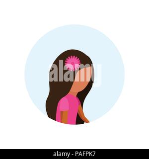 little girl profile avatar isolated cute female cartoon character portrait flat Stock Vector