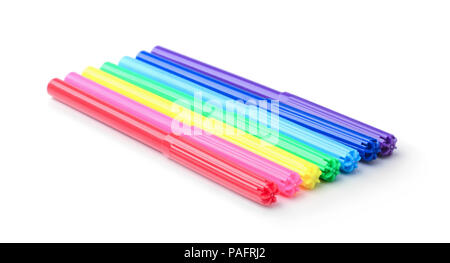 Set of multicolored markers isolated on white background Stock Photo