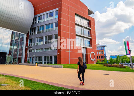 Building of the Faculty of science in Lagymanyos campus of the Eotvos Lorand University (ELTE). This is the largest and oldest university in Hungary. Stock Photo