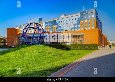 Building of the Faculty of science in Lagymanyos campus of the Eotvos Lorand University (ELTE). This is the largest and oldest university in Hungary. Stock Photo