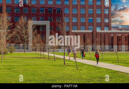 Building of the Faculty of science in Lagymanyos campus of the Eotvos Lorand University (ELTE). This is the largest and oldest university in Hungary. Stock Photo