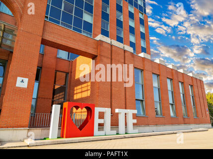 Building of the Faculty of Sciences of Eotvos Lorand University (ELTE). This is the largest and oldest university in Hungary, Stock Photo