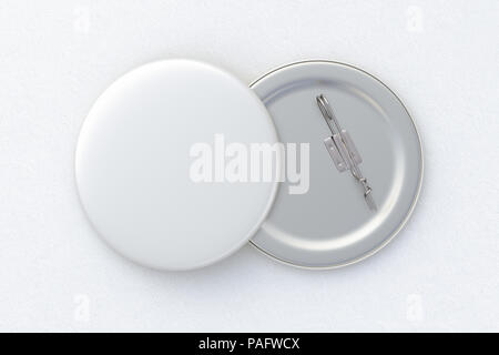 Blank badge pin brooch isolated on white background. 3d illustration Stock Photo