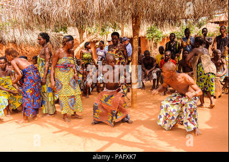 KARA, TOGO - MAR 11, 2012:  Unidentified Togolese people dance  the religious voodoo dance. Voodoo is the West African religion Stock Photo