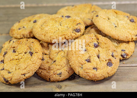 Stack of chocolate chip cookies waiting for the kids to eat them for desert Stock Photo