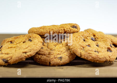 Stack of chocolate chip cookies waiting for the kids to eat them for desert Stock Photo