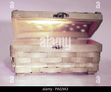beautiful wicker casket .isolated on a light background. Stock Photo