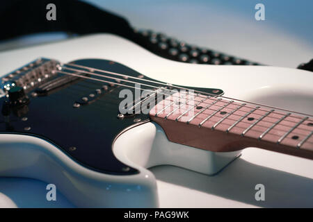 closeup.black guitar on a white background. Stock Photo