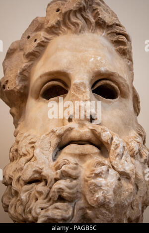 Colossal Head of Zeus, Sculptor Athenian Eukleides, Found Aigeira, Achaia, 2nd Century BC. Stock Photo