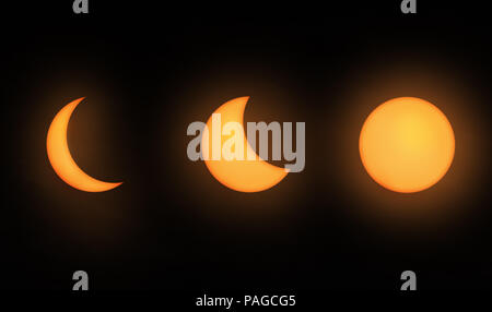 Moon phases partial lunar eclipse Stock Photo