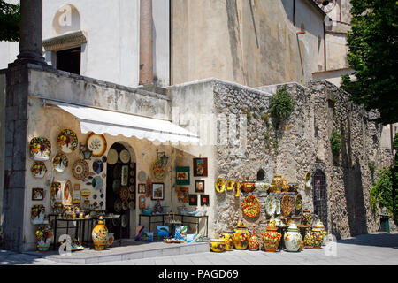 RAVELLO, ITALY - JUNE 03, 2012: a ceramics shop in Ravello,  Amalfi Coast, Salerno - Italy, Stock Photo