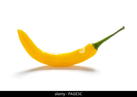 yellow chili pepper isolated on white background. Stock Photo