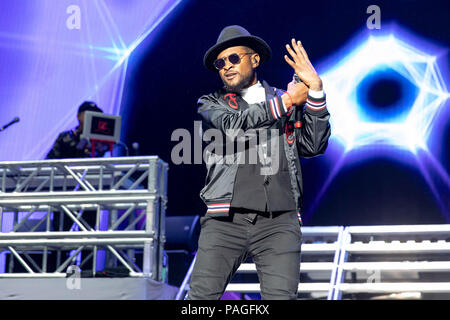 Chicago, Illinois, USA. 21st July, 2018. Singer USHER (USHER RAYMOND IV) during the Special Olympics 50th Anniversary Concert at Huntington Bank Pavilion at Northerly Island in Chicago, Illinois Credit: Daniel DeSlover/ZUMA Wire/Alamy Live News Stock Photo