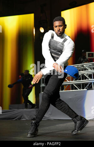 Chicago, Illinois, USA. 21st July, 2018. Singer USHER (USHER RAYMOND IV) during the Special Olympics 50th Anniversary Concert at Huntington Bank Pavilion at Northerly Island in Chicago, Illinois Credit: Daniel DeSlover/ZUMA Wire/Alamy Live News Stock Photo