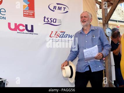Dorset, UK . 22nd July, 2018. Jeremy Corbyn at Tolpuddle Martyrs Rally, Dorset, UK Credit: Finnbarr Webster/Alamy Live News Stock Photo