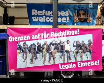 Munich, Bavaria, Germany. 22nd July, 2018. Some of the pro-refugee banners at the Aufgehetzt demonstration in Munich that drew thousands against the politics of the CSU. Credit: Sachelle Babbar/ZUMA Wire/Alamy Live News Stock Photo