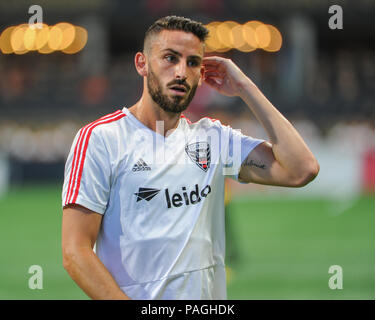 Atlanta, GA, USA. 21st July, 2018. DC United midfielder, Steven Birnbaum (15), prior to the MLS game at Mercedes-Benz Stadium in Atlanta, GA. Atlanta defeated DC United, 3 -1. Kevin Langley/CSM/Alamy Live News Stock Photo