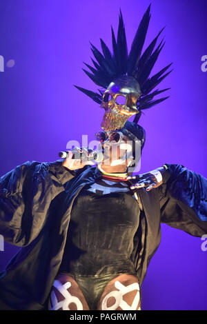 Ostrava, Czech Republic. 21st July, 2018. Jamaican singer Grace Jones performs at the 17th Colours of Ostrava music festival, on July 21, 2018, in Ostrava, Czech Republic. Credit: Jaroslav Ozana/CTK Photo/Alamy Live News Stock Photo