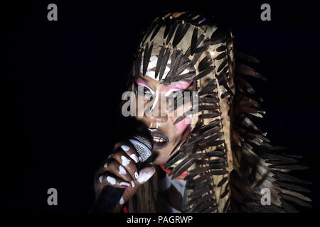 Ostrava, Czech Republic. 21st July, 2018. Jamaican singer Grace Jones performs at the 17th Colours of Ostrava music festival, on July 21, 2018, in Ostrava, Czech Republic. Credit: Jaroslav Ozana/CTK Photo/Alamy Live News Stock Photo