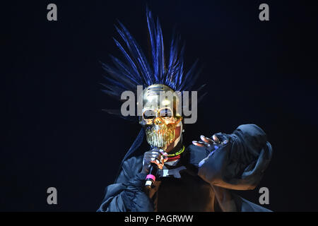 Ostrava, Czech Republic. 21st July, 2018. Jamaican singer Grace Jones performs at the 17th Colours of Ostrava music festival, on July 21, 2018, in Ostrava, Czech Republic. Credit: Jaroslav Ozana/CTK Photo/Alamy Live News Stock Photo