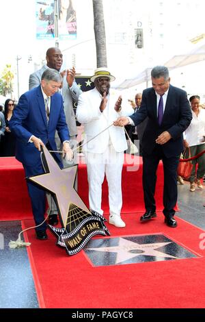 Leron Gubler, Magic Johnson, Cedric The Entertainer, George Lopez at the induction ceremony for Star on the Hollywood Walk of Fame for Cedric the Entertainer, Hollywood Blvd., Los Angeles, CA July 19, 2018. Photo By: Priscilla Grant/Everett Collection Stock Photo