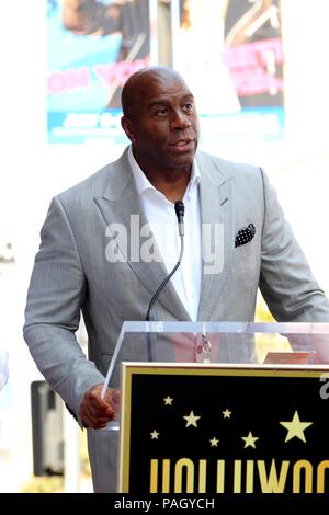 Magic Johnson at the induction ceremony for Star on the Hollywood Walk of Fame for Cedric the Entertainer, Hollywood Blvd., Los Angeles, CA July 19, 2018. Photo By: Priscilla Grant/Everett Collection Stock Photo
