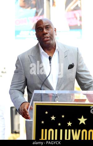 Magic Johnson at the induction ceremony for Star on the Hollywood Walk of Fame for Cedric the Entertainer, Hollywood Blvd., Los Angeles, CA July 19, 2018. Photo By: Priscilla Grant/Everett Collection Stock Photo