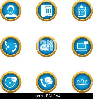 Render assistance icons set, flat style Stock Vector