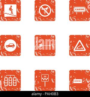 Underpass icons set, grunge style Stock Vector