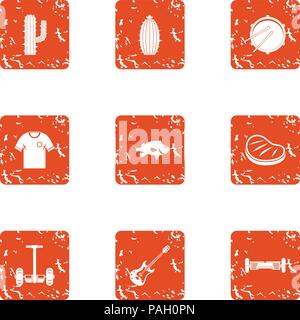 Seedling icons set, grunge style Stock Vector