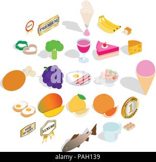 Burger icons set, isometric style Stock Vector