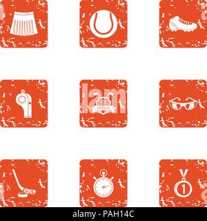 Domination icons set, grunge style Stock Vector