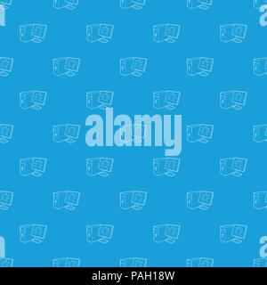 Bug on the monitor of personal computer pattern vector seamless blue Stock Vector
