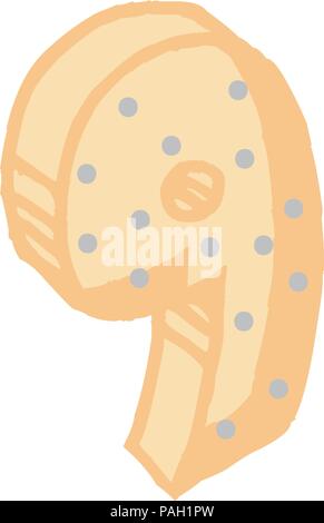 cute number nine icon over white background, vector illustration Stock Vector