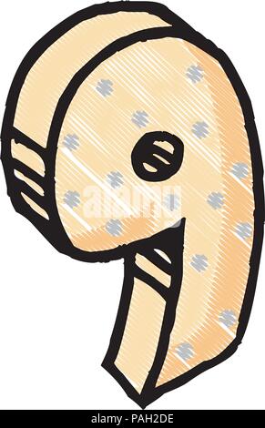 cute number nine icon over white background, vector illustration Stock Vector