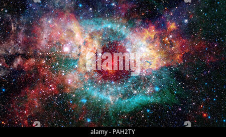 Giant glowing nebula. Space background with red nebula and stars ...