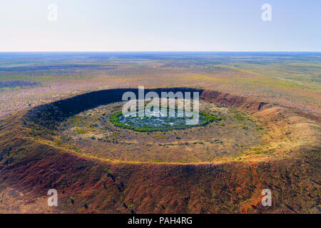 Aerial view of Wolf Creek Meteorite Crater, Kimberley,Northwest Australia Stock Photo